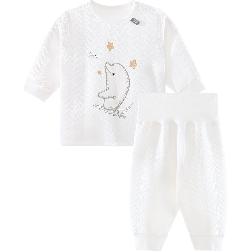Aengbay婴儿保暖套装0-1岁可爱宝宝秋冬装分体衣纯棉婴幼儿秋冬