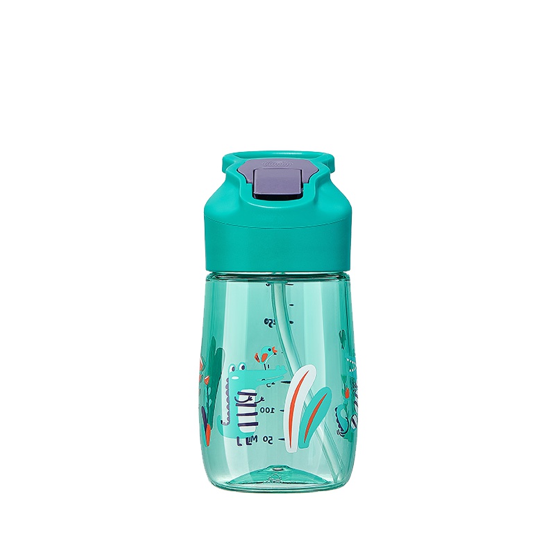 babycare儿童水杯防摔防喷溅运动水杯吸管杯便携式宝宝水杯鸭嘴杯 300ML 科里斯绿 2613