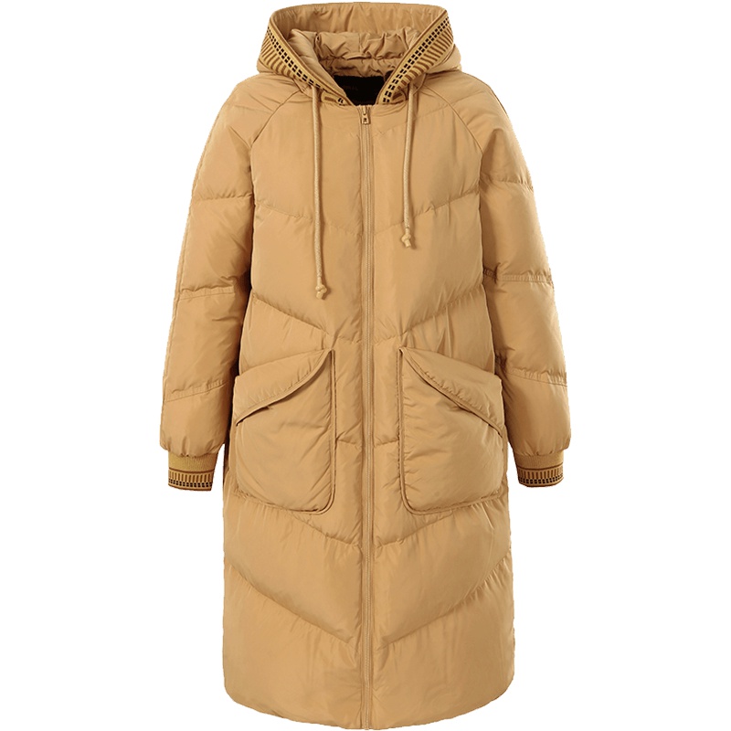 ERAL/艾莱依2018新款连帽时尚韩版羽绒服女中长款加厚617105045