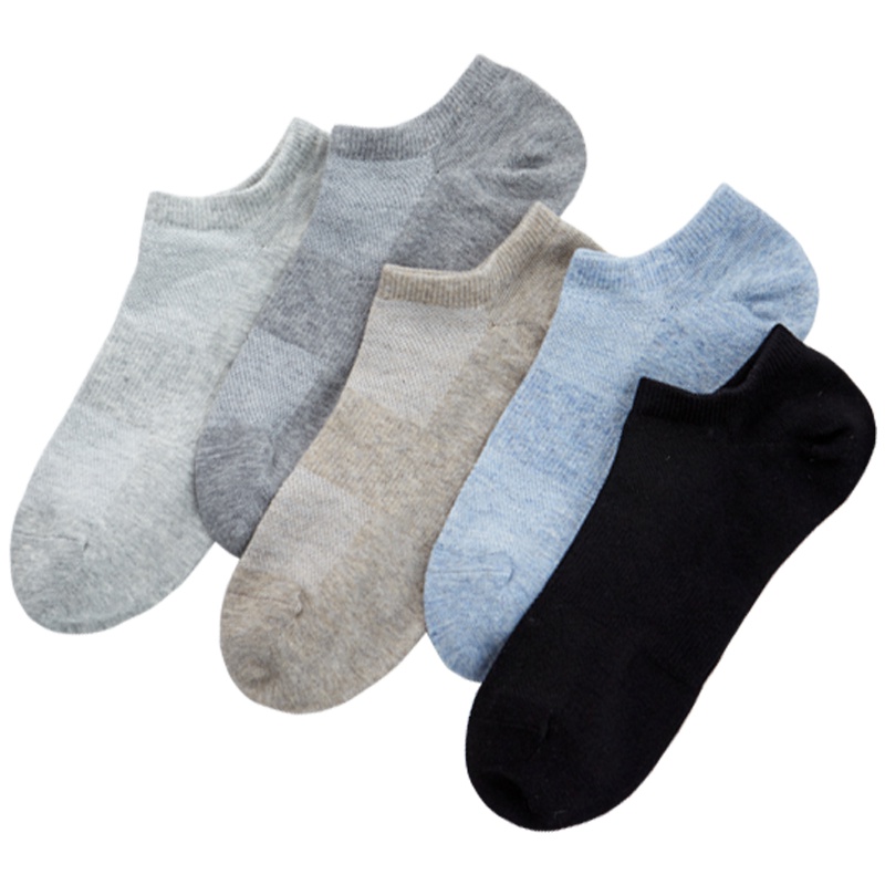 苏宁极物 男士抑菌抗菌纯色精梳棉船袜棉袜短袜吸汗 5双装