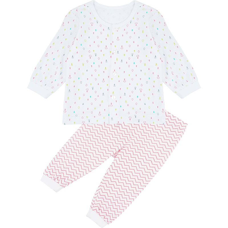 婴姿坊春季神奇雨点系列舒适透气前开扣男童女童内衣两件套