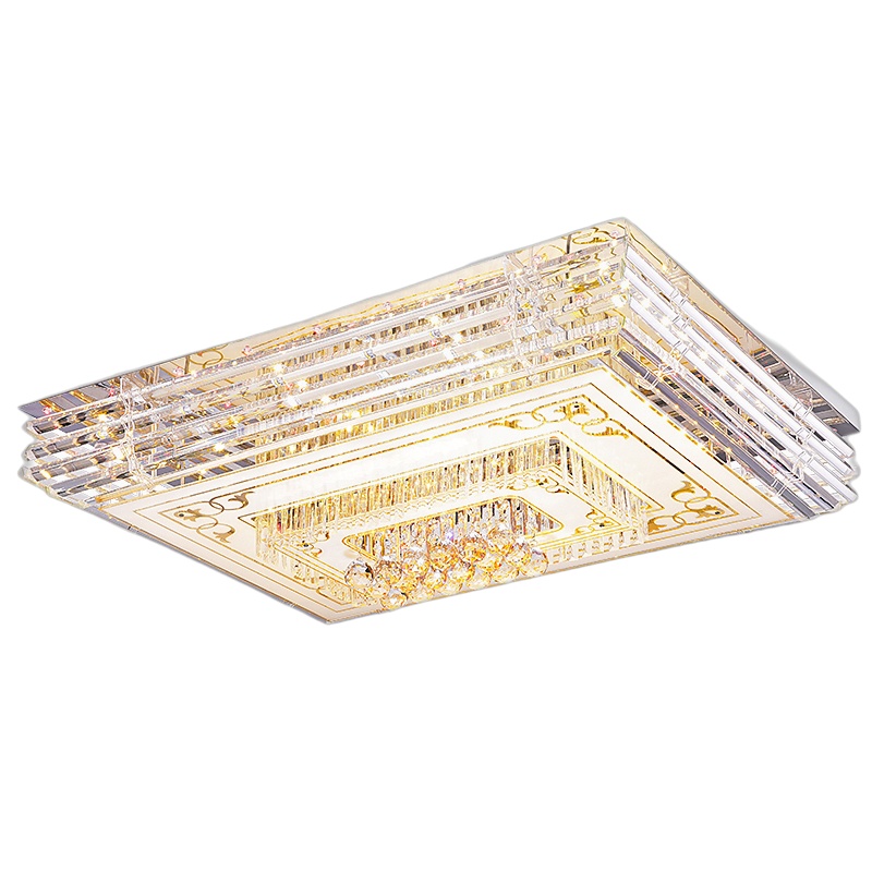 长方形水晶吸顶灯客厅灯简约现代大气卧室灯饰LED大厅吊灯具新款