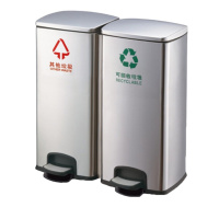 企采严选脚踏不锈钢三分类垃圾桶97*26.5*69cm