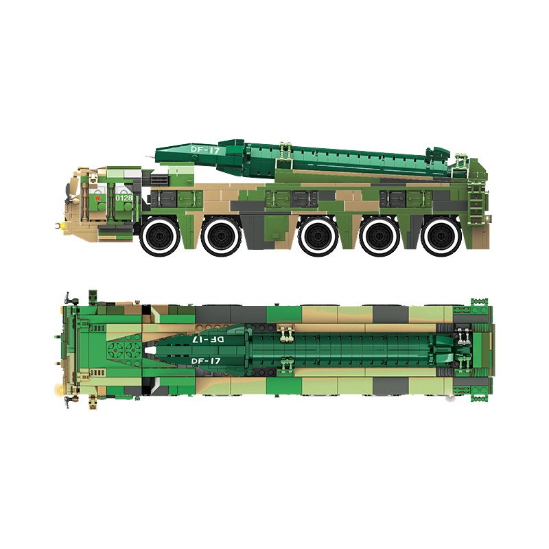 坦克积木履带式二战轻型拼装益智九岁十岁玩具男孩生日礼物导弹车(C0128东风17弹道导弹)