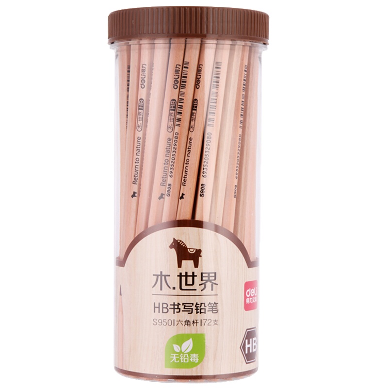 得力(deli)原木铅笔72支/筒 六角笔杆素描绘图写字素描绘画木头铅笔 画图笔 专用素描绘图幼儿园学生儿童 书写铅笔