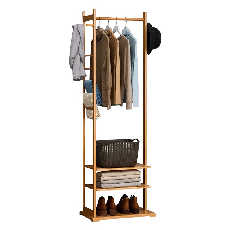 尔迈简易落地室内简约衣帽架欧式带裤架挂衣架晾衣服架 茶色