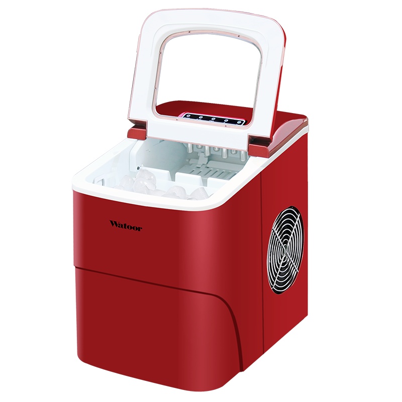 沃拓莱（Watoor）制冰机小型家用商用奶茶店迷你15KG圆冰轰趴夜店KTV酒吧台饮料店制冰器冰块机 红色