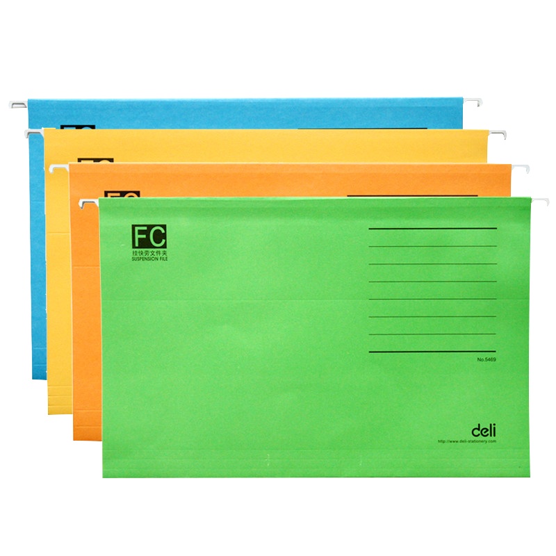 得力(deli)文具办公用品5469挂劳夹FC彩色吊挂快劳夹3寸档案财务分类文件夹