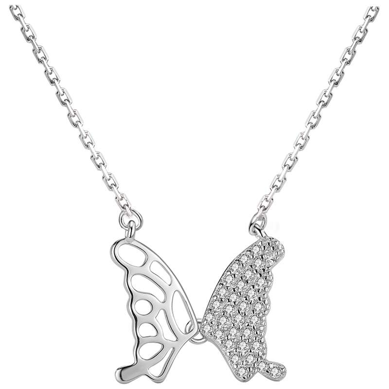 佰色传情BRIR蝴蝶项链女纯银吊坠小众设计感锁骨链