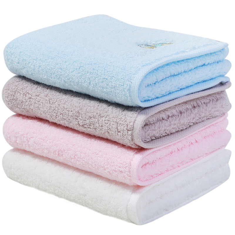 三利 纯棉儿童毛巾4条装 A类纺织标准 婴幼儿亲肤洁面巾 全棉卡通绣花洗脸巾