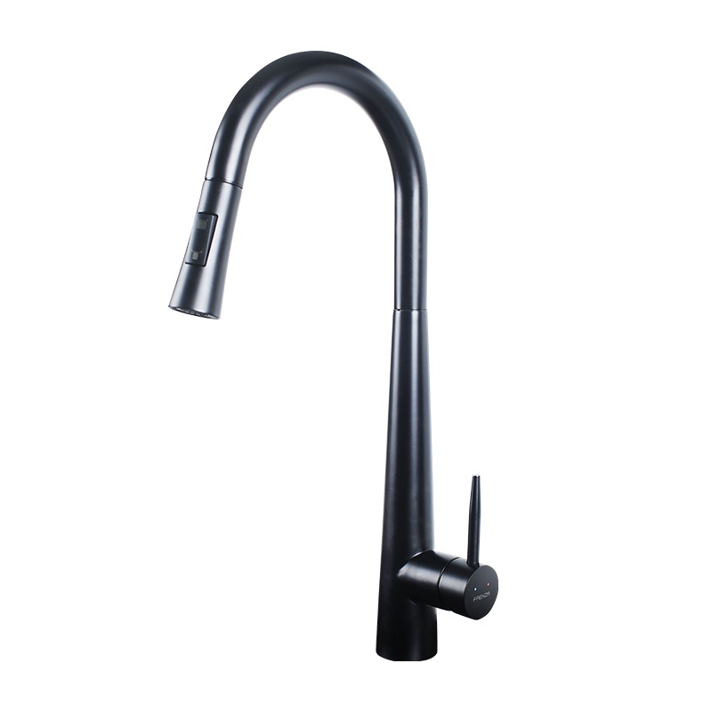 法恩莎卫浴官方旗舰厨房抽拉龙头冷热不锈钢可旋转菜盆水槽龙头FE06019SS/MB