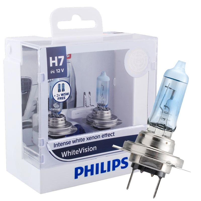飞利浦(PHILIPS)璀璨之光H7升级型汽车灯泡大灯灯泡近光灯远光灯卤素灯2支装 增亮60%时尚白光