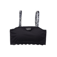 浅杏内衣字母肩带女士文胸运动透气螺纹时尚裹胸聚拢睡眠学生抹胸