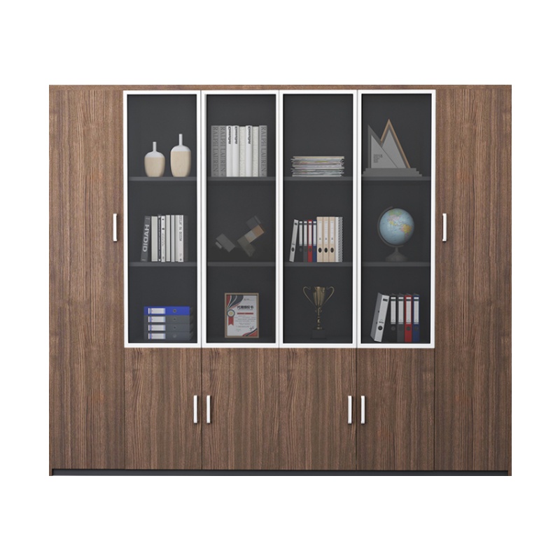 永格文件柜档案柜办公室板式玻璃木质文件柜财务柜带锁双门储物柜资料柜木质办公柜六门