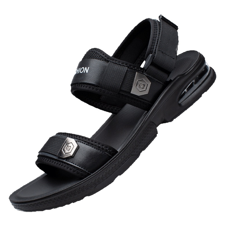 牧伦奴仕(MULUNUSHI)新款夏季沙滩鞋男士凉鞋透气舒适凉拖鞋露趾鞋凉拖二层牛皮(除牛反绒)英伦男凉鞋潮黑58177