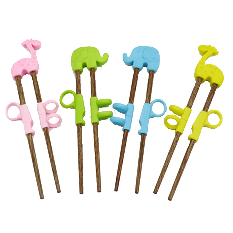 [送收纳盒]儿童训练筷子儿童纠正筷子辅助筷子练习儿童可爱木筷子