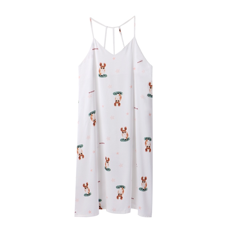 冰岛丝印花吊带女裙