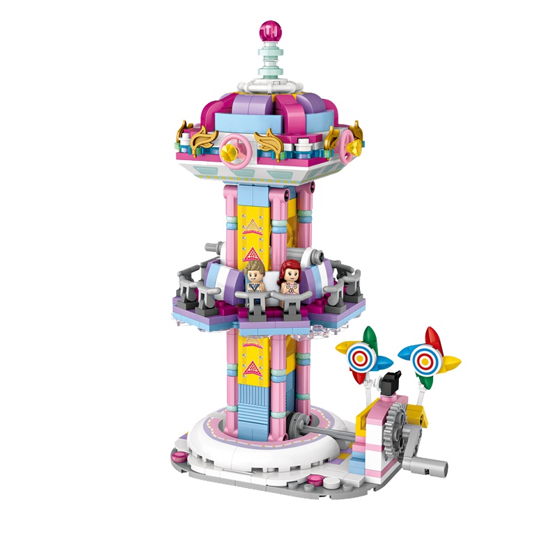 LOZ俐智迷你游乐场小颗粒积木儿童玩具男女孩街景6岁跳楼机1727