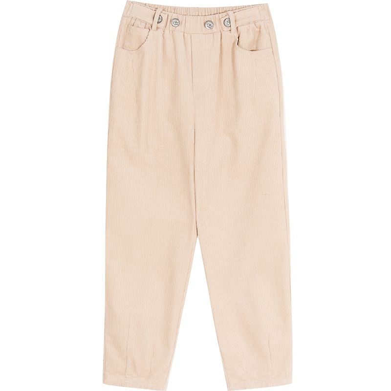 妖精的口袋灯芯绒休闲老爹裤2020春季新款女直筒宽松奶奶ins裤子