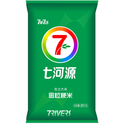七河源 圆粒粳米25kg 东北大米当季新米 圆粒大米