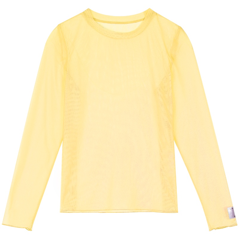 【新款】妖精的口袋冰淇淋色网纱T恤女2020夏季宽松薄款打底上衣