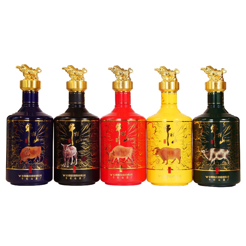 牛栏山53度白酒 仁义礼智信 五牛礼盒 (内含一套精美酒具及5个礼品袋) 清香型高度白酒 53度500ml*5瓶整箱装