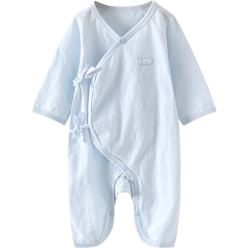 童泰(TONGTAI)夏季0-3月新生婴儿男女宝宝衣服纯棉轻薄蝴蝶系带蛤衣连体衣儿童家居服连体衣