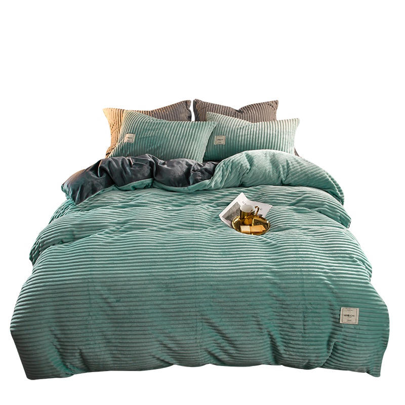 南极人(NanJiren)家纺 保暖魔法绒四件套绗缝床品套件 床上用品秋冬保暖被套床单