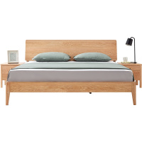 全友家居北欧实木床1.8米卧室双人床主卧大床婚床原木色家具125007