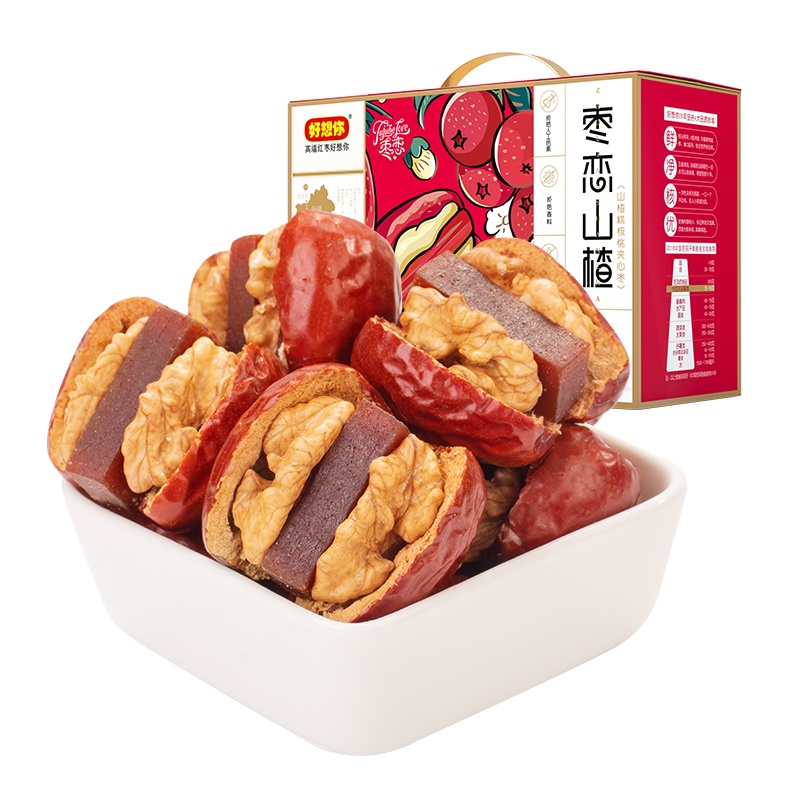 [好想你_680g枣恋山楂]红枣夹核桃葡萄干儿童开胃零食礼盒