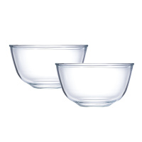 scybe喜碧 21cm中号玻璃碗家用加厚大水果碗沙拉碗泡面汤碗色拉碗 两只装