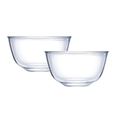 scybe喜碧 21cm中号玻璃碗家用加厚大水果碗沙拉碗泡面汤碗色拉碗 两只装