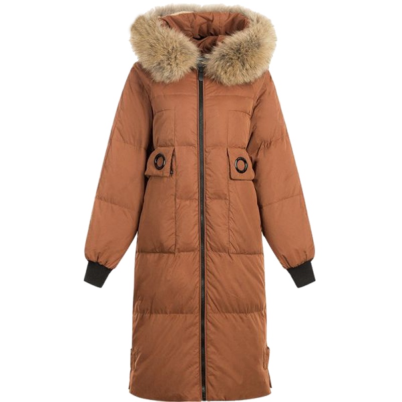 拉夏贝尔Puella韩版中长款过膝派克服大毛领外套羽绒服女20011199