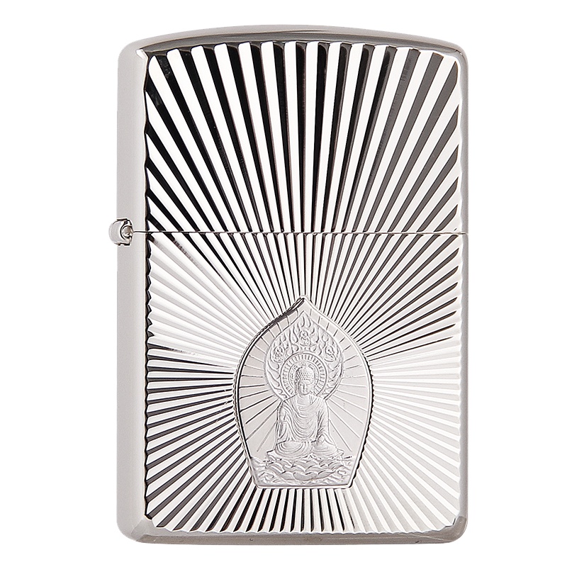 美国ZIPPO打火机 芝宝 银如来释迦摩尼 162WG