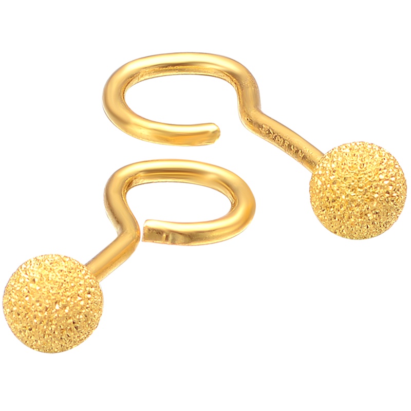 周大生黄金饰品黄金耳钉女足金球形磨砂耳环正品珠宝首饰计价