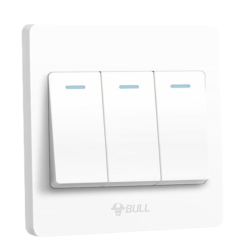 公牛(BULL)开关插座3开三开双控开关面板 86型三联三位双控电源墙壁开关 G07K312Y 5个装
