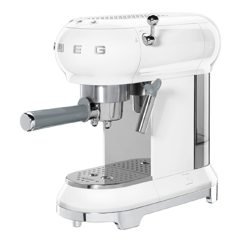 SMEG斯麦格意大利进口复古意式半自动咖啡机家用手动泵压式卡布奇诺蒸汽打奶泡ECF01多 珍珠白（2020新款颜色