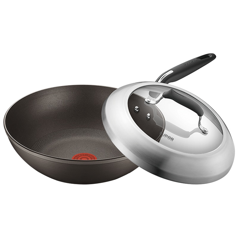 苏泊尔(SUPOR)火红点4代钛金刚无油烟不粘锅炒锅少油烟 30cm 不粘炒锅钢玻盖磁炉通用 PC30HA2 送硅胶铲