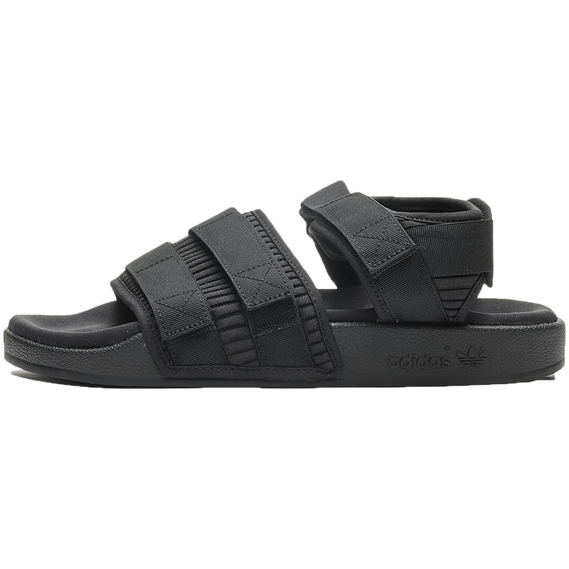 adidas阿迪达斯三叶草女鞋黑色绑带魔术贴休闲运动沙滩凉鞋CG6623