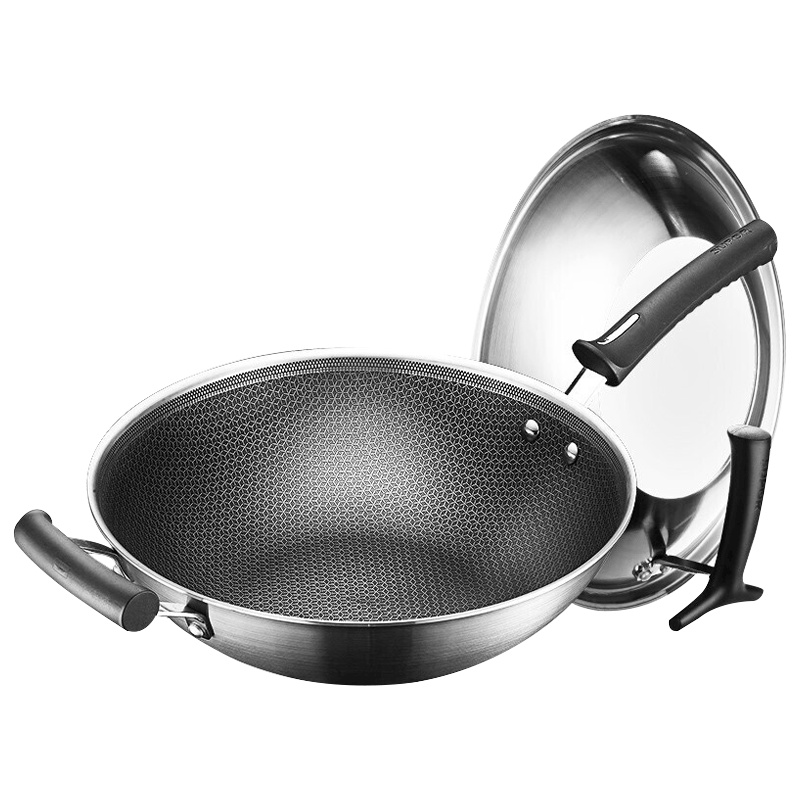 苏泊尔（SUPOR）蜂窝晶盾炒锅304不锈钢少油烟家用炒菜锅电磁炉不粘锅EC32JAC01