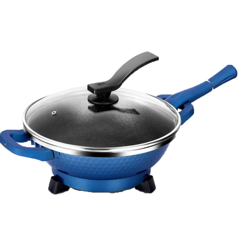 电炒锅电用炒锅家用多功能电热锅宿舍电炒菜煮饭蒸炖烤一体式电锅 黑麦饭石+真空盖+礼包+蒸笼定制商品