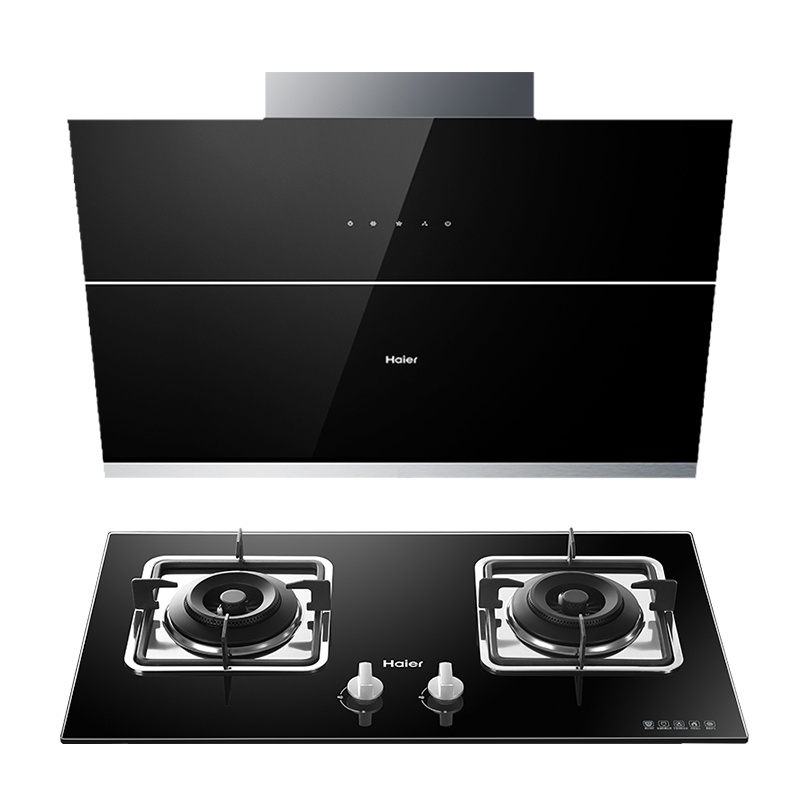 海尔(Haier)侧吸烟灶套餐 爆炒20立方油烟机+4.5kW燃气灶 EC905SN+QE5B0智能自开合 家用天然气灶