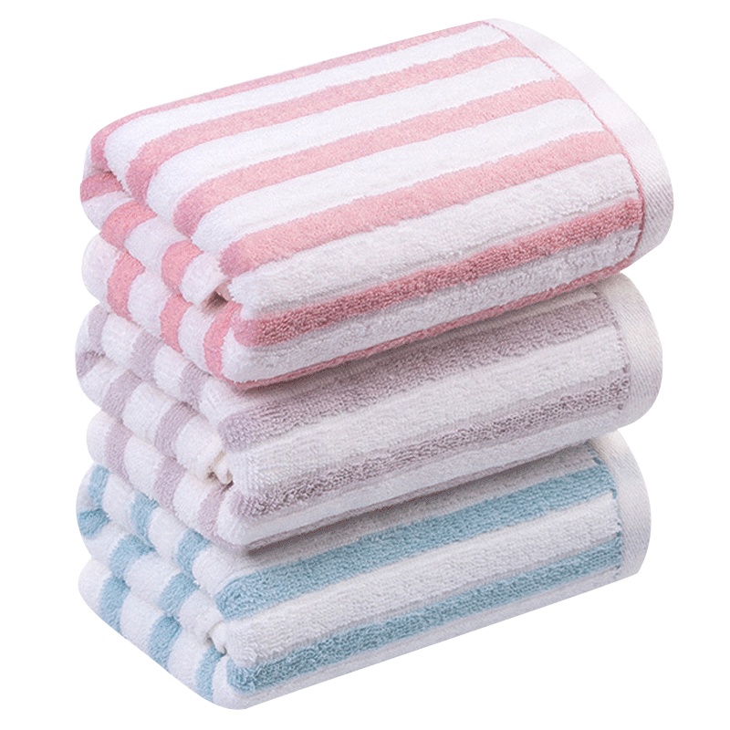 馨牌 毛巾家纺 柔性纱纯棉面巾 纯棉舒适吸水毛巾家用款 情侣毛巾 成人洗脸面巾擦脸巾 经典条纹33*72cm 3条混色