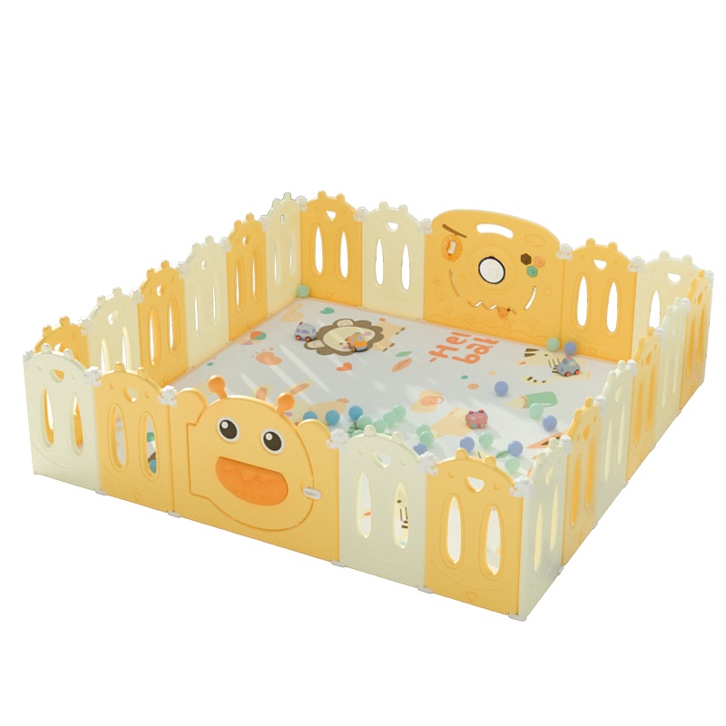 澳乐宝宝折叠游戏围栏儿童防护栏室内乐园学步栅栏玩具爬行垫游乐场蜜蜂围栏14+2