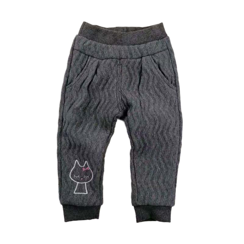 安笛贝乐女童针织长裤空气层休闲裤春秋款长裤灰色80-120cm