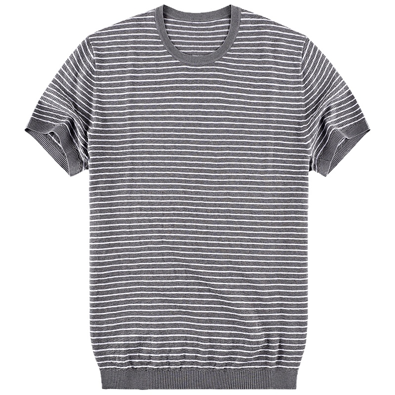 布先生短袖T恤 男士短袖衫衣纯棉 条纹圆领简约t恤夏装 AT10188