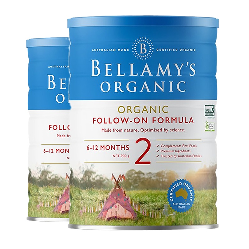 3罐装-海外直邮-原装进口澳洲贝拉米Bellamys 婴幼儿牛奶奶粉2段(6-12个月)800g