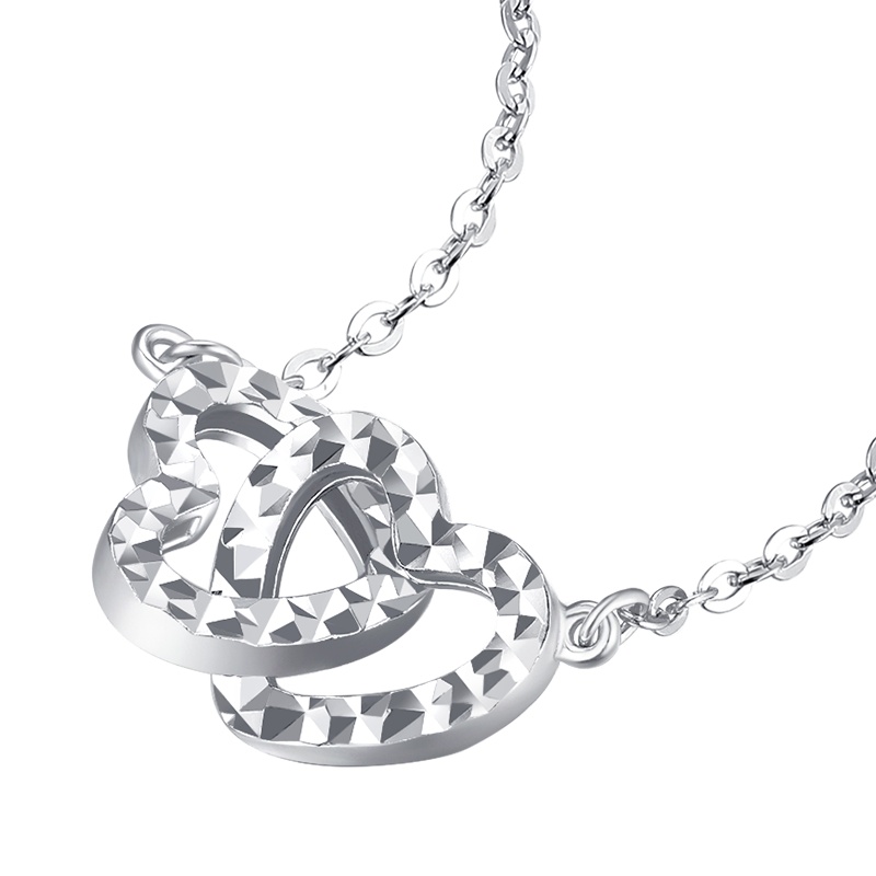 梦金园 铂金项链女锁骨链 女pt950爱心吊坠套链款