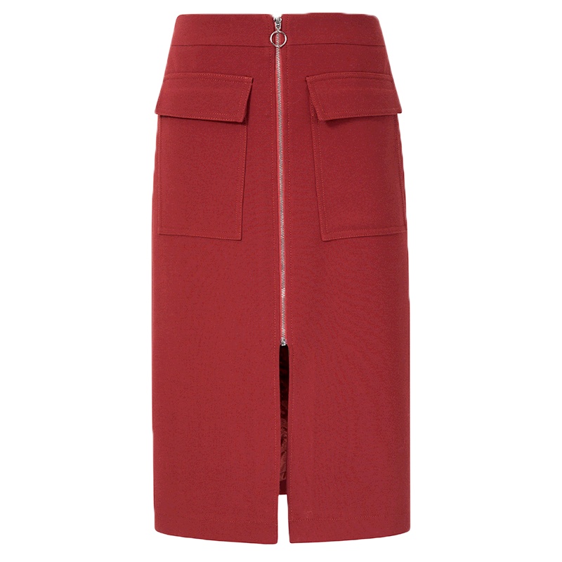 伊芙丽冬装裙子时尚不规则包臀裙纯色中长款半身裙女