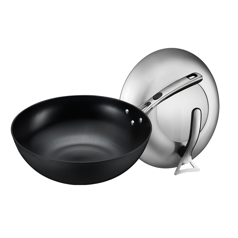 ASD/爱仕达锈不了无涂层铸铁炒锅CF30Z1Q加厚旋风节能底铸铁炒锅